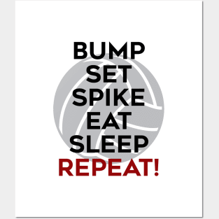 Bump Set Spike Eat Sleep Repeat Posters and Art